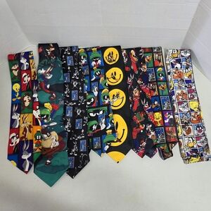 Looney Tunes Neck Tie Lot Bugs Bunny Daffy Duck Tweety Sylvester Roadrunner